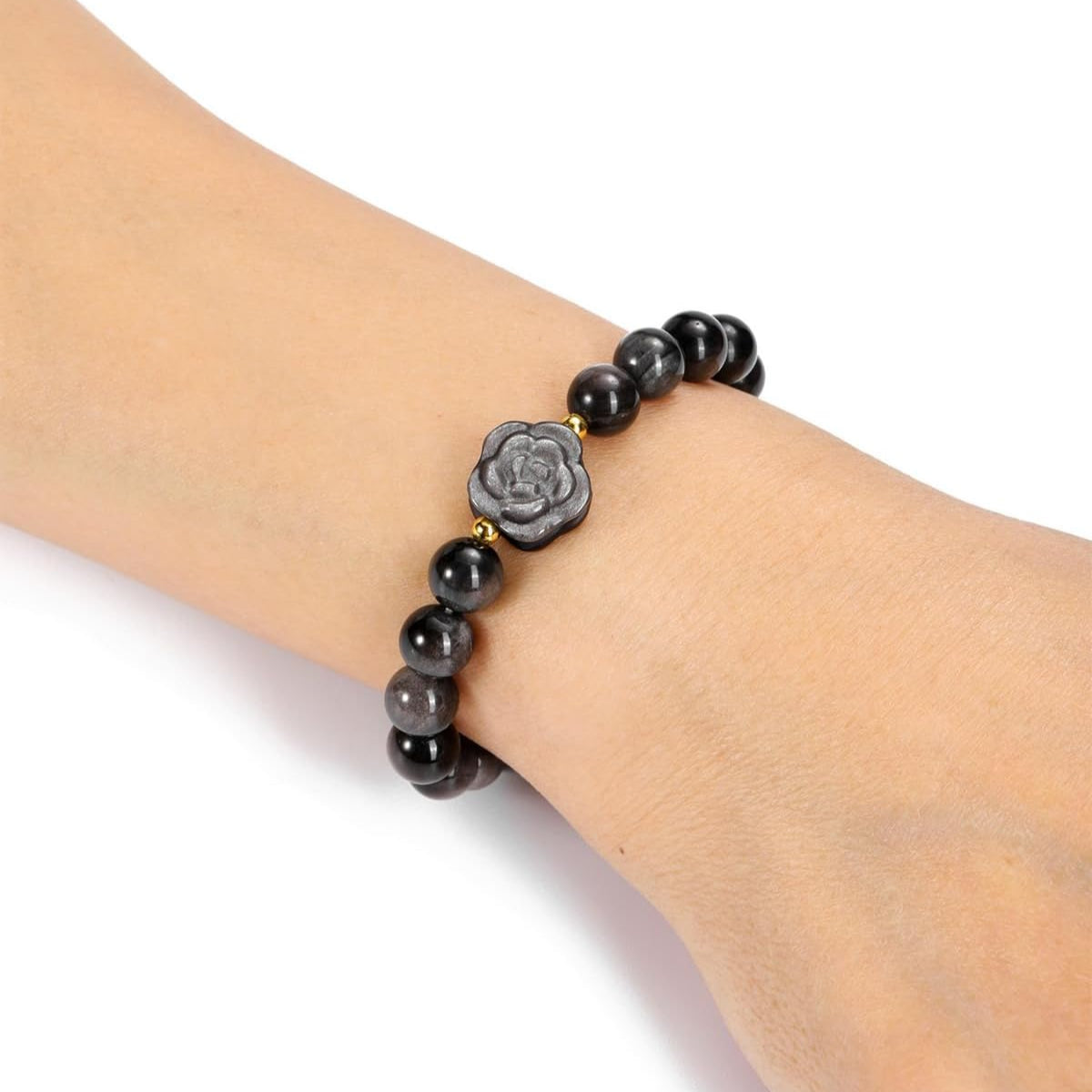 CrystalTears Crystal Rose Bracelet for Women 8mm Healing Crystals Gemstones Beaded Bracelet Anxiety Crystal Stone Stretch Bracelets Spiritual Crystal Gifts for Women Mothers Day