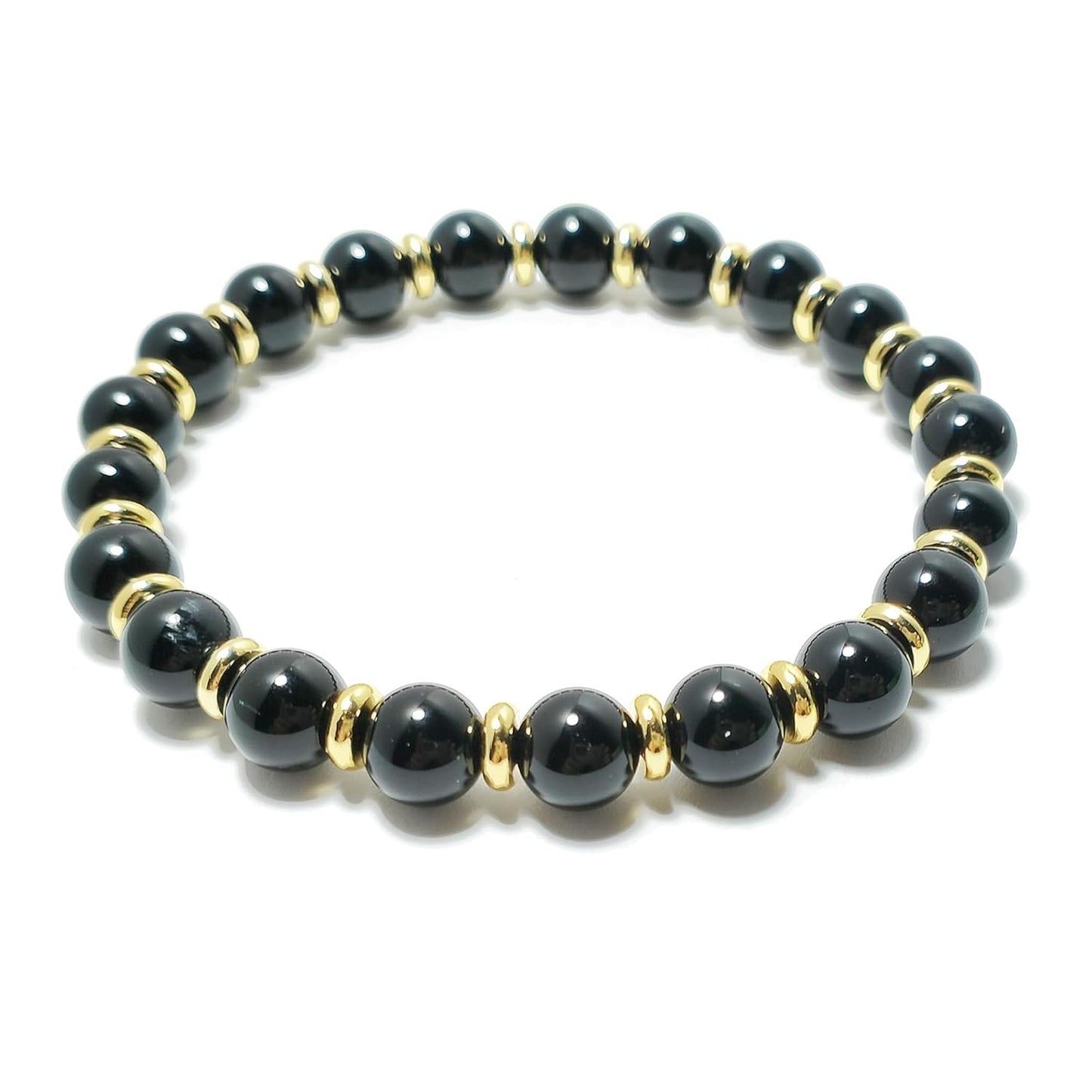Black Tourmaline Bracelets For Men Protection Bracelets For Women Chakra Feng Shui Stretchy Obsidian Agates 8mm Beaded Bracelets Lucky Handmade Bracelets (Black Tourmaline)