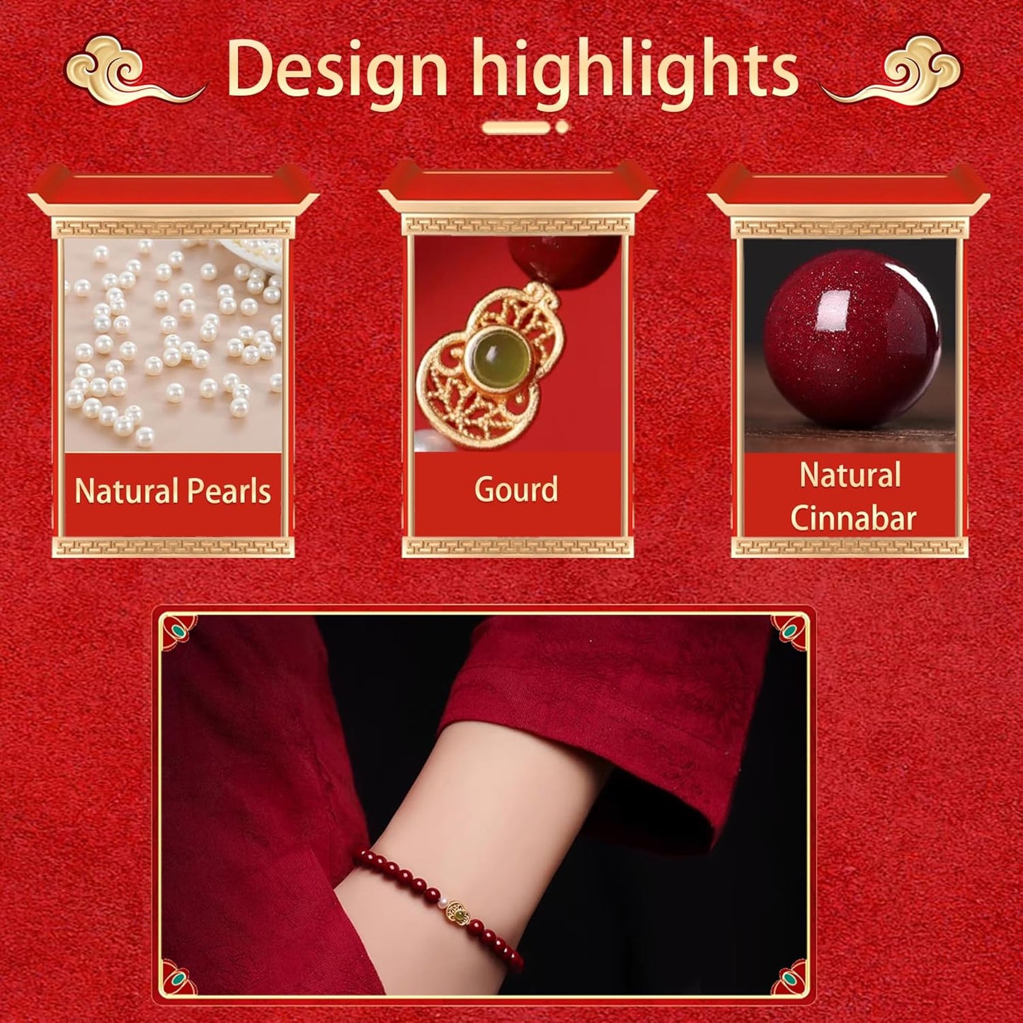 Feng Shui Bracelet For Women, Cinnabar Feng Shui Bracelet, Feng Shui Cinnabar Bracelet, Red Bead Bracelets Jewelry Gifts Attract Wealth and Good Luck