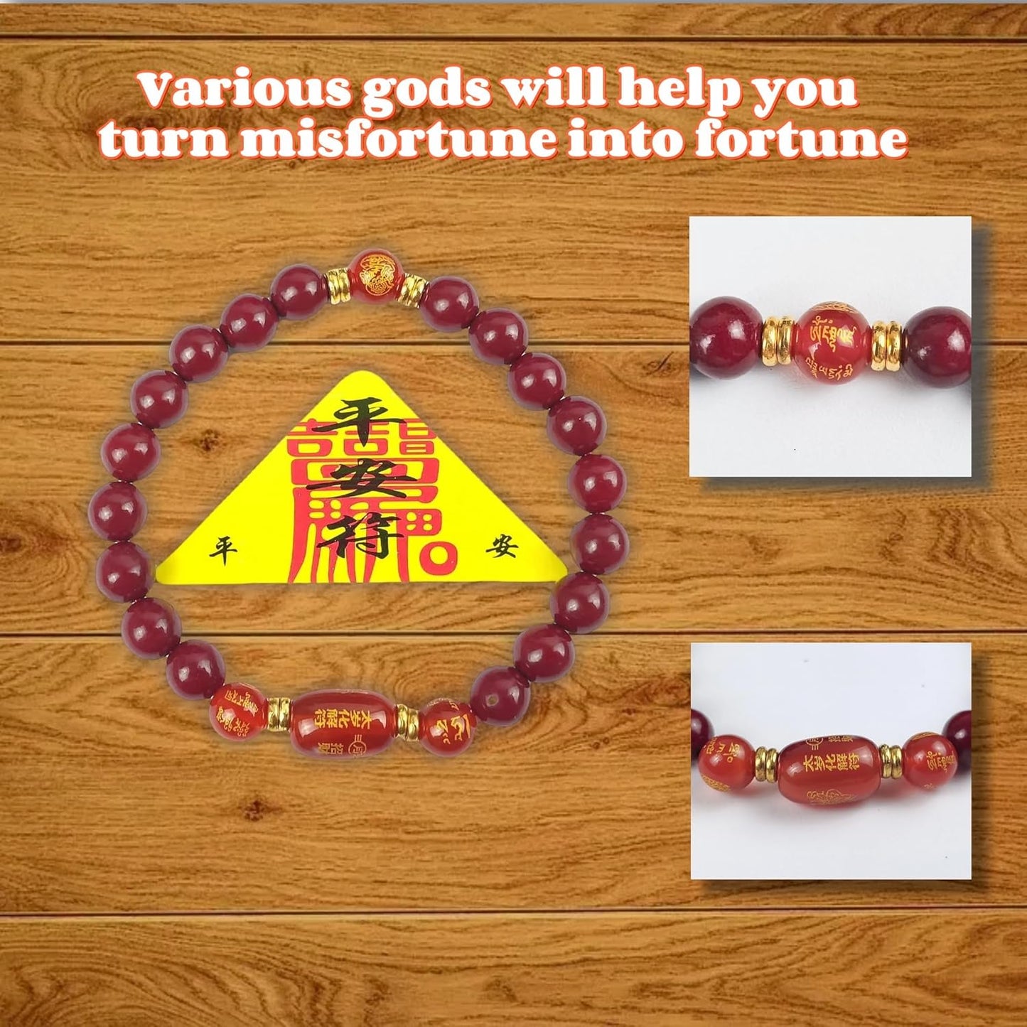 Cinnabar Feng Shui bracelet, a lucky bracelet that can dispel the evil spirits of Tai Sui and help you avoid bad luck. The red beaded bracelet is suitable for both men and women. With omamori