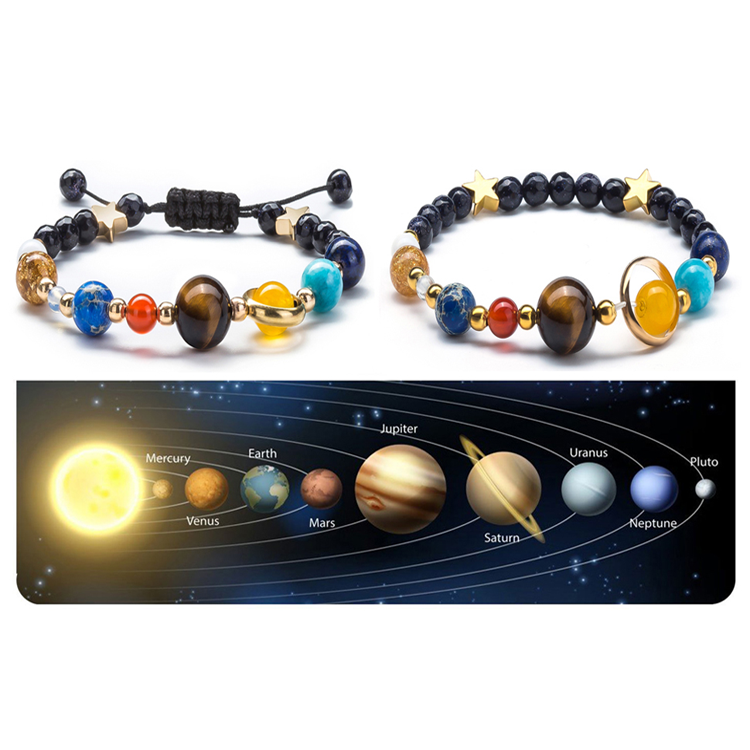 Women Solar System Natural Stone Beads Bracelet