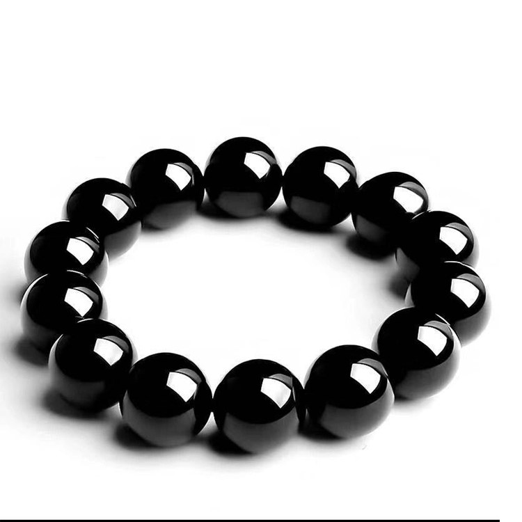 Natural Obsidian Stone Handmade Yoga Stretch Elastic Bracelet Stress Relief