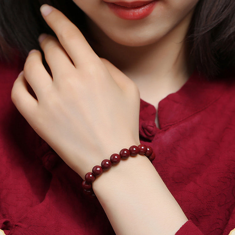 Natural Stretch High Quality Purple Gold Cinnabar Anxiety Beads Bracelet
