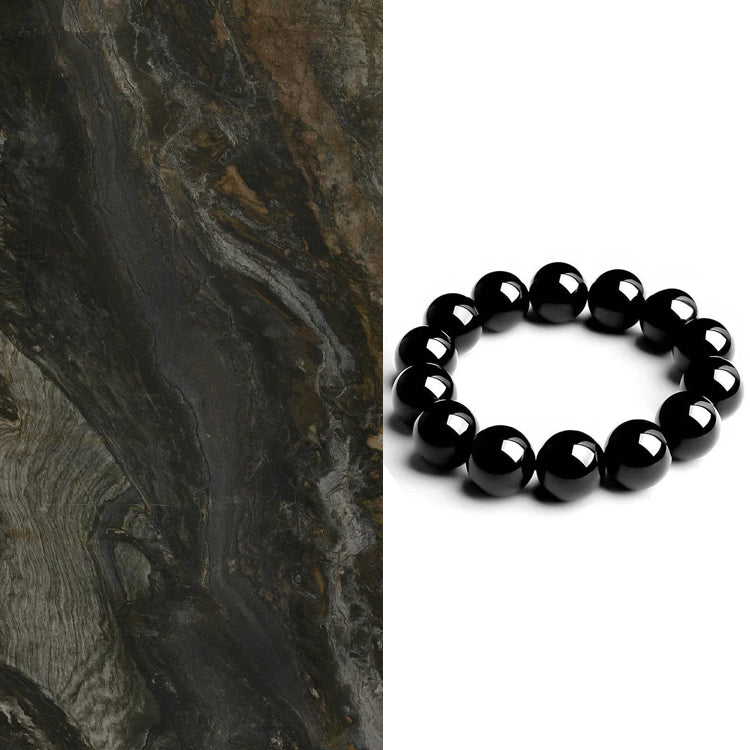 Natural Obsidian Stone Handmade Yoga Stretch Elastic Bracelet Stress Relief