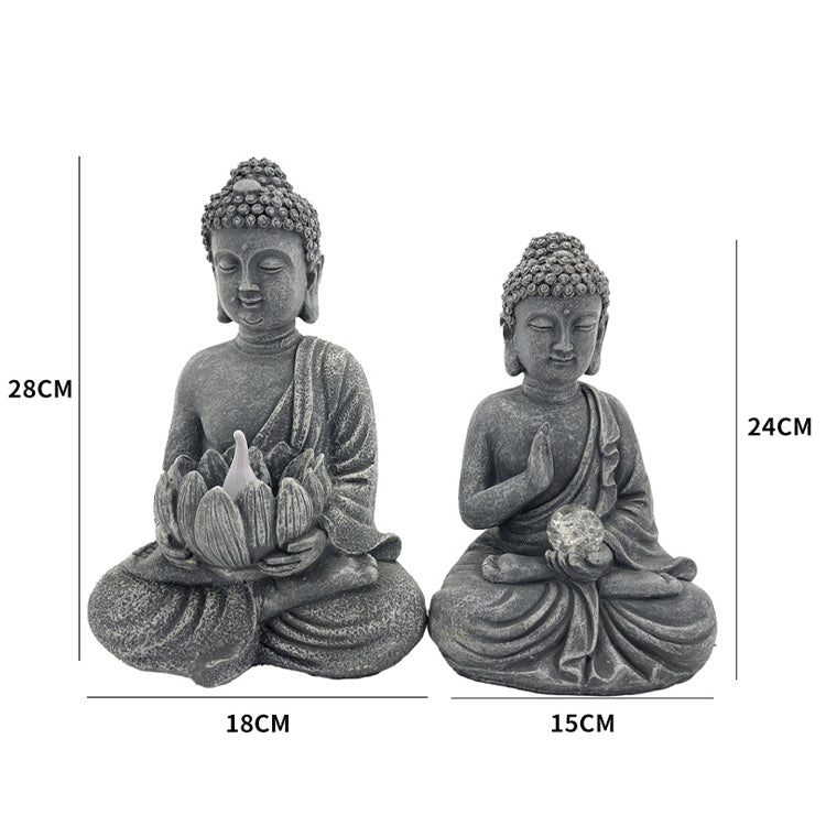 2 Pcs Buddha Zen Meditation Solar Powered Statue for Home and Outdoor Decor