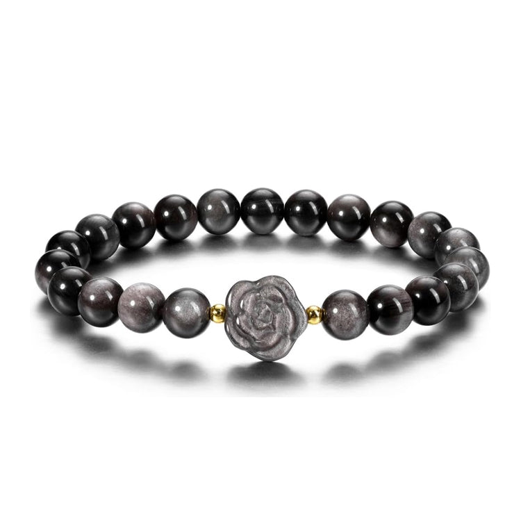 Healing Crystals Black Obsidian Rose Gemstones Anxiety Beaded Bracelet