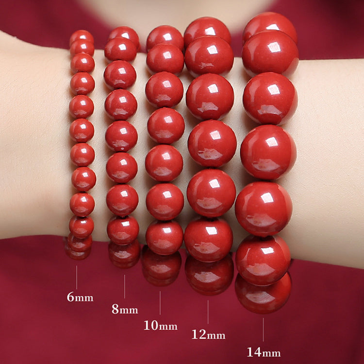 Natural Stretch High Quality Purple Gold Cinnabar Anxiety Beads Bracelet