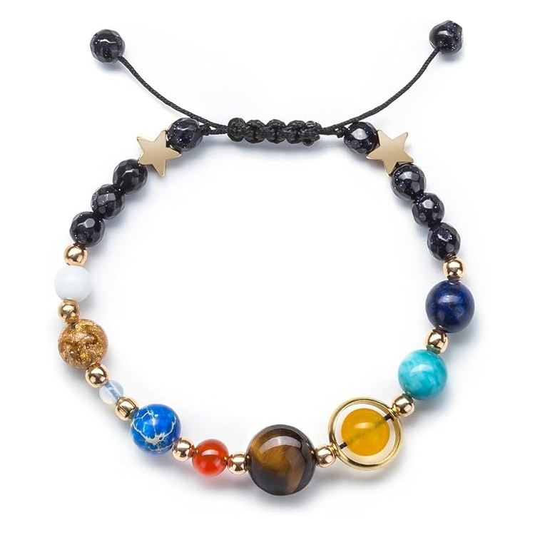 Women Solar System Natural Stone Beads Bracelet