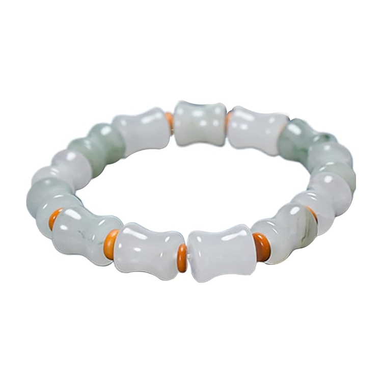 Handmade Genuine Jade Bamboo Shape Beaded Bracelet