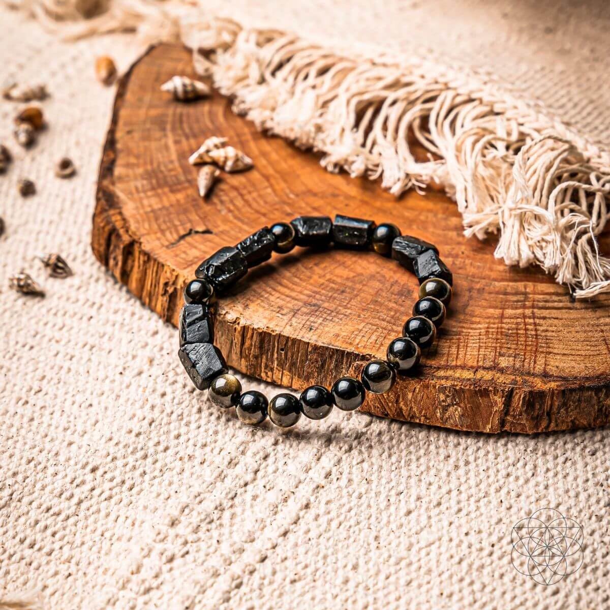 Bsmall.beauty The Spiritual Protection Feng Shui Black Obsidian Tourmaline Crystals Bracelet  6