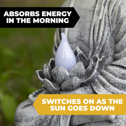 2 Pcs Buddha Zen Meditation Solar Powered Statue for Home and Outdoor Decor