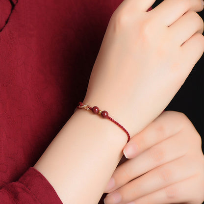 Adjustable Feng Shui Wealth Protection Natural Cinnabar Bracelet