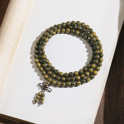 Buddha Stones Green Sandalwood 108 Positive Peace Bracelet