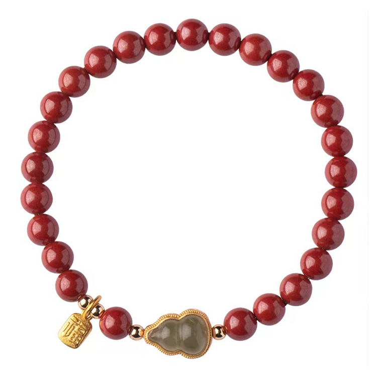 Cinnabar Gourd Blessing Brand Lucky Round Bead Buddha Bracelet