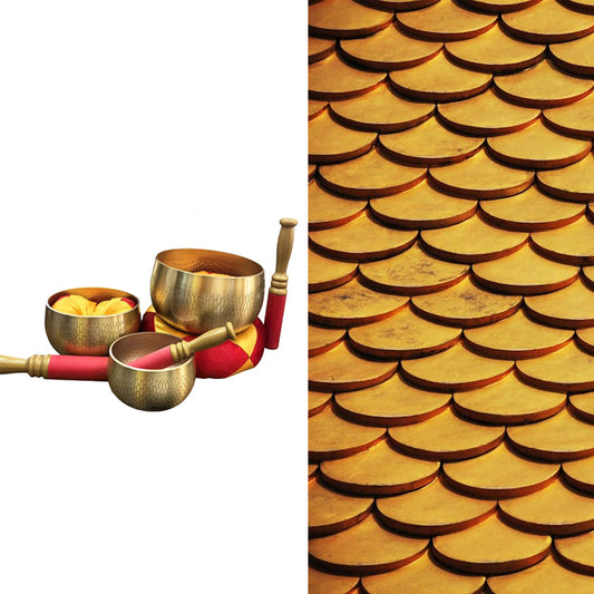 Gold Meditation Sound Bowl Cushion with Wooden Striker for Yoga Meditation