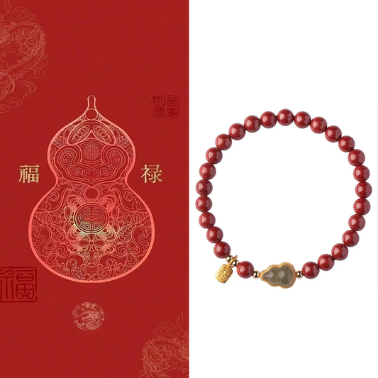 Cinnabar Gourd Blessing Brand Lucky Round Bead Buddha Bracelet