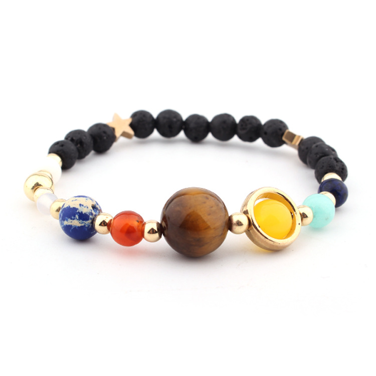 Women Solar System Natural Stone Beads Bracelet