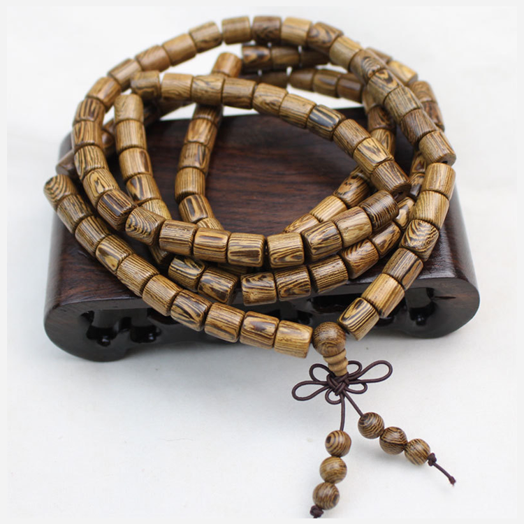 Natural Wenge Prayer Meditation Buddhist Rosary Mala Beads Bracelet