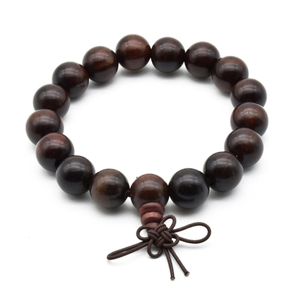 Natural Rosewood Beads Buddha Meditation Mala Bracelet