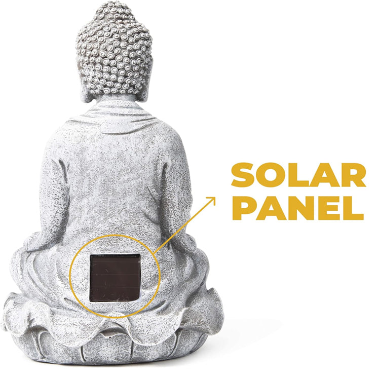 2 Pcs Buddha Zen Meditation Solar Powered Statue for Home and Outdoor Decor