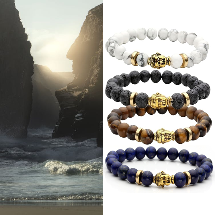 4Pcs 8MM Unisex Energy Stone Mala Beads Stretch Bracelets