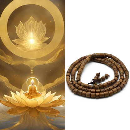 Natural Wenge Prayer Meditation Buddhist Rosary Mala Beads Bracelet